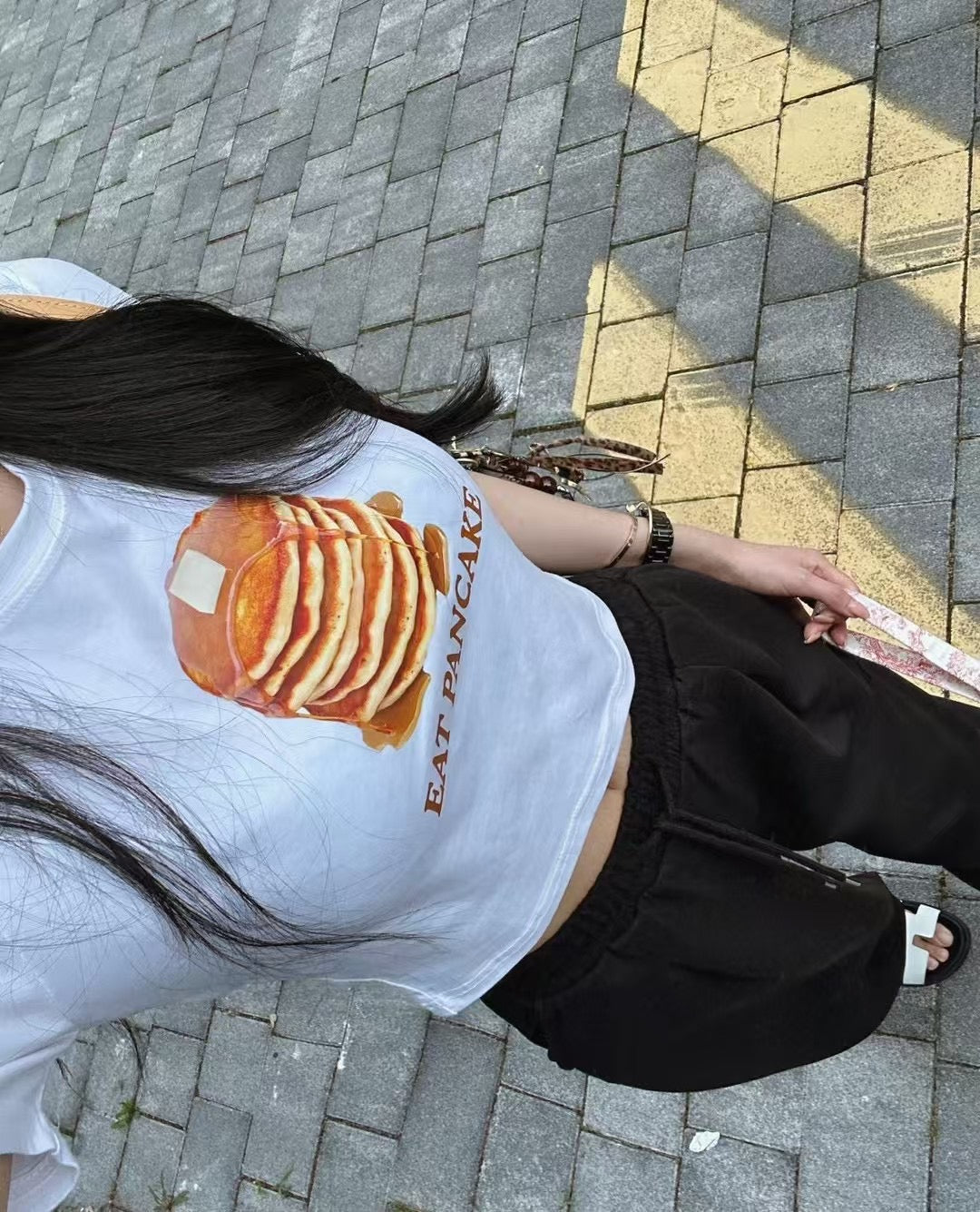KR直送 Pancake Print Cropped Tee 3色入 S90618