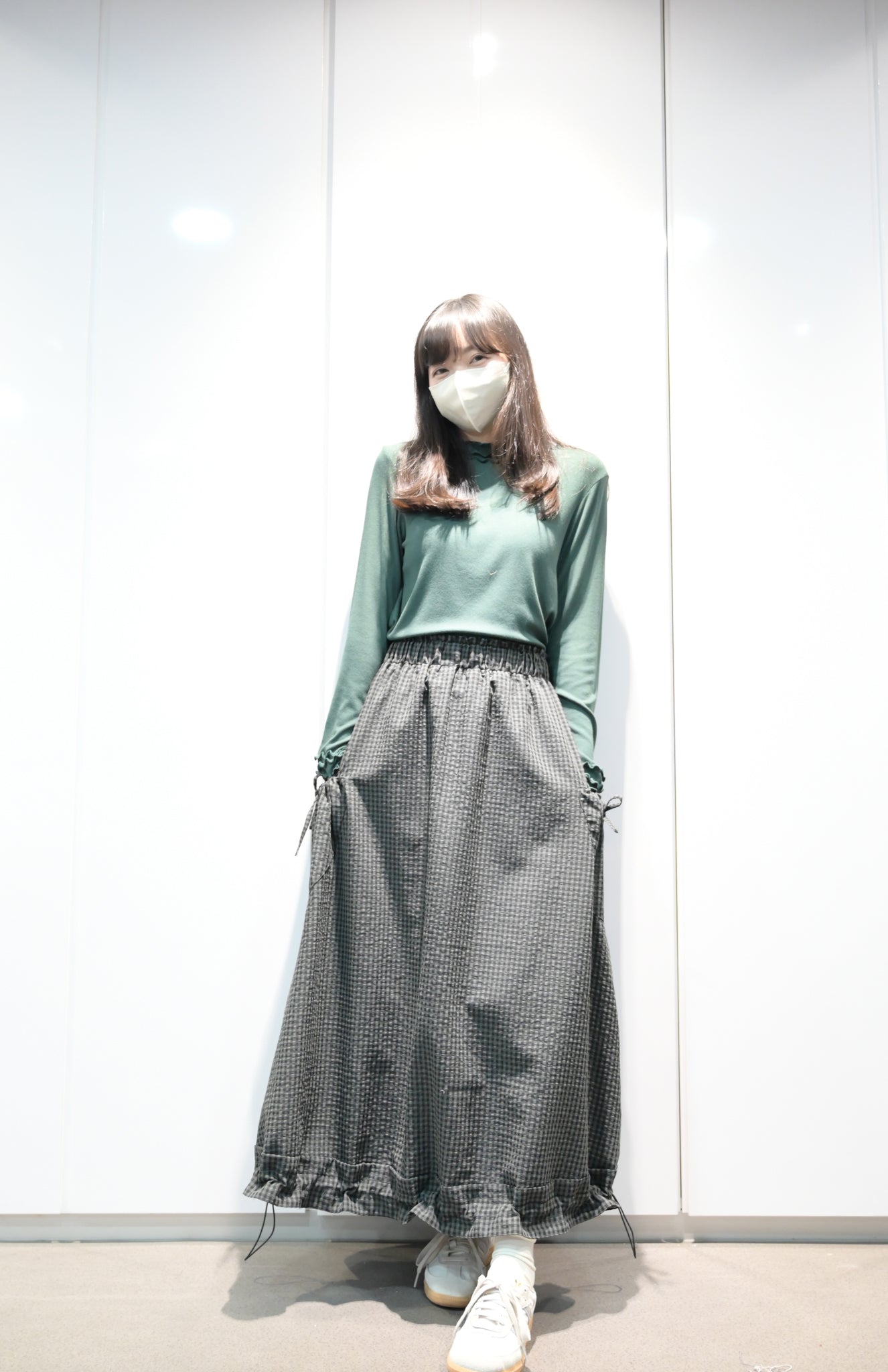 日系格仔泡泡裙 3色入 S10219