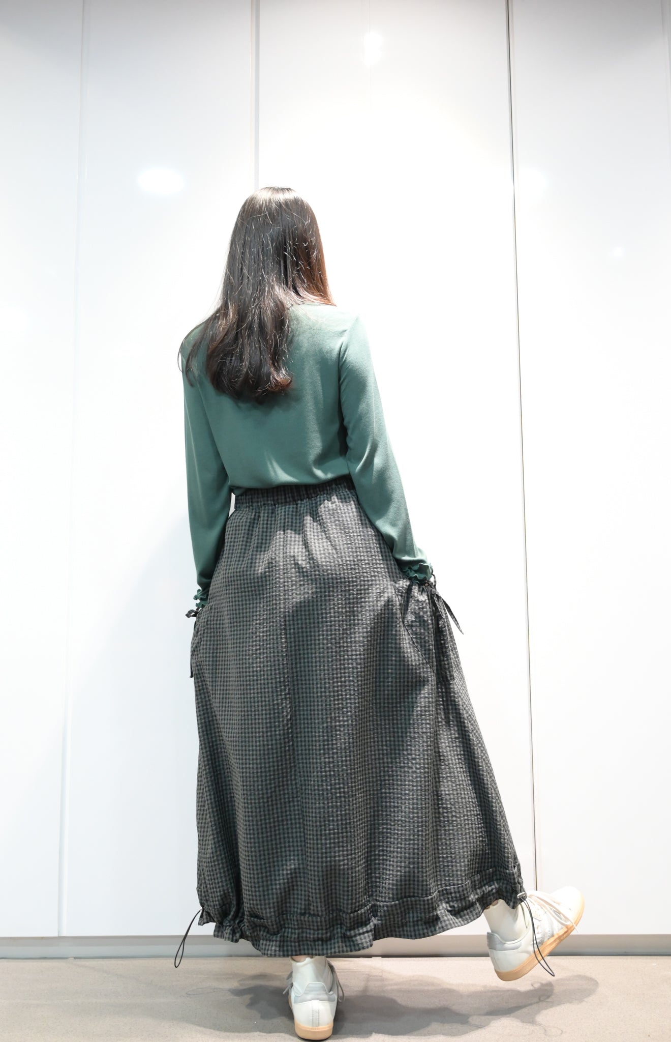 日系格仔泡泡裙 3色入 S10219