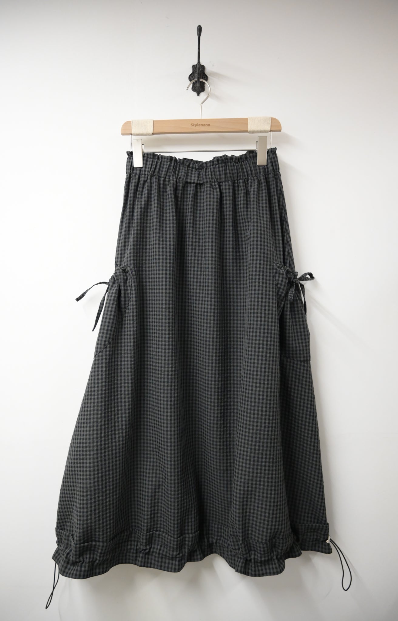 日系格仔泡泡裙 3色入 S10219