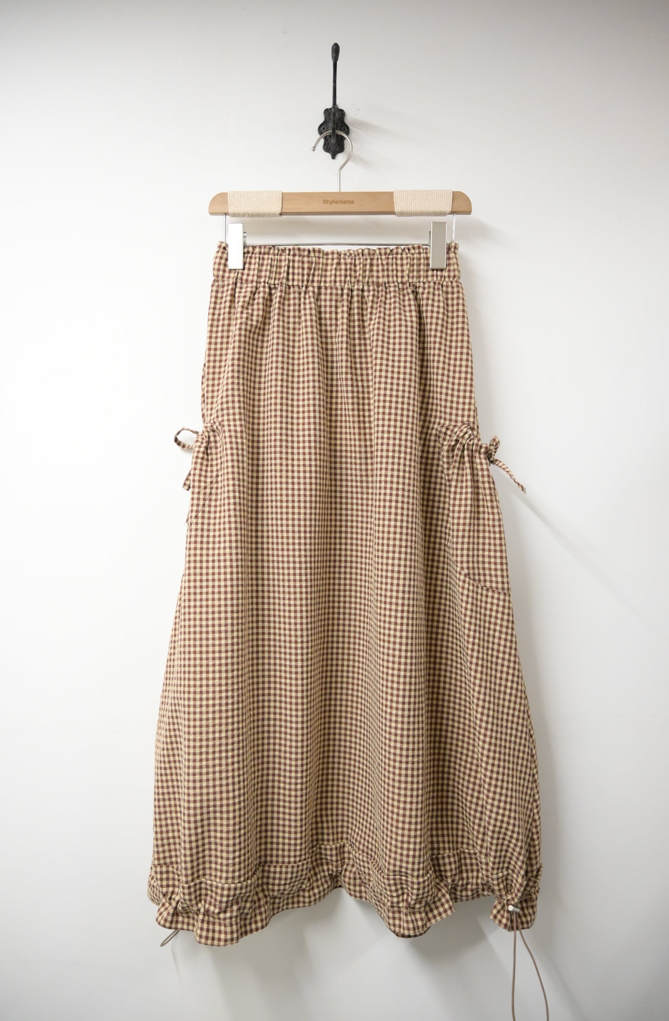 日系格仔泡泡裙 3色入 S10219