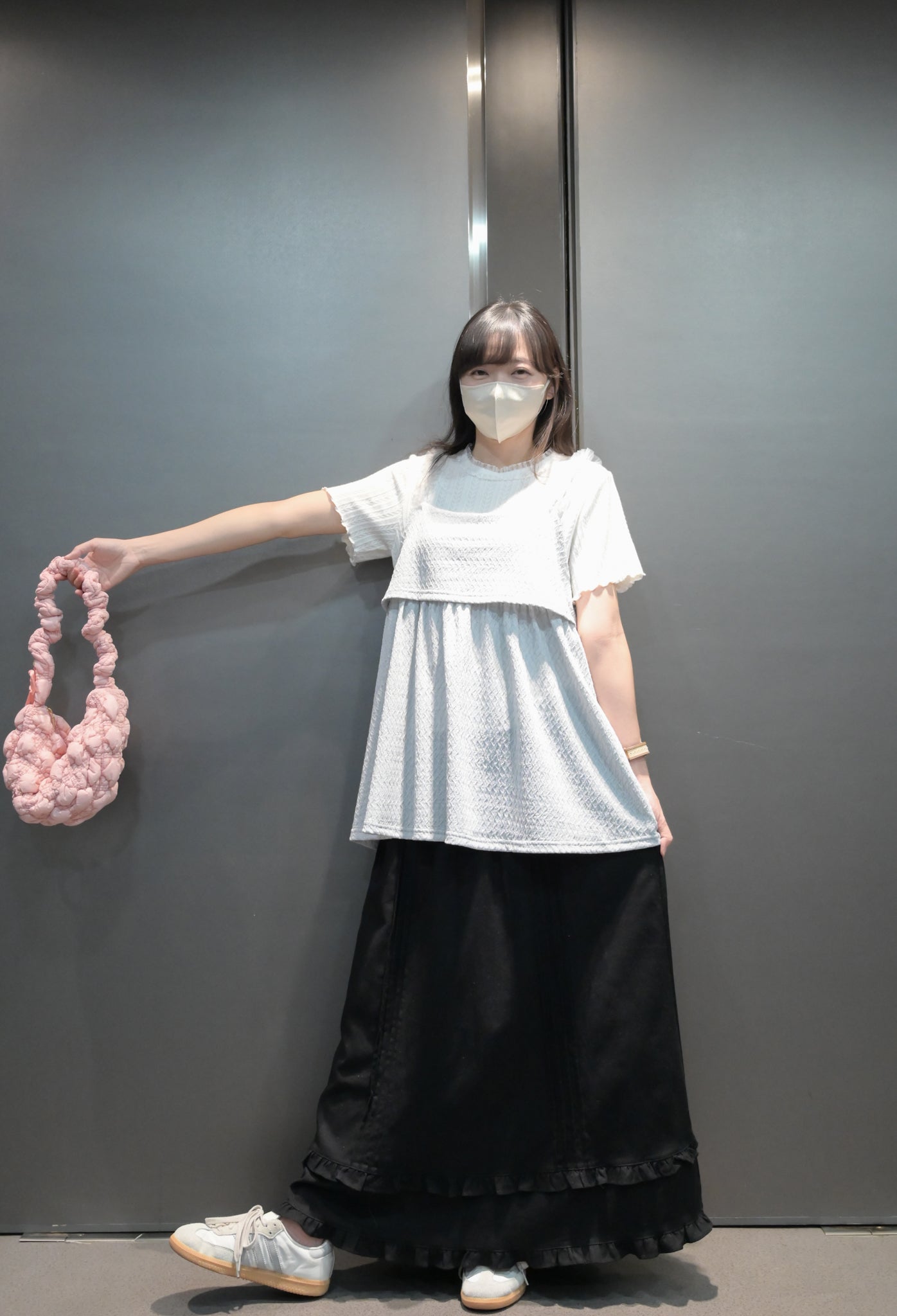提花圖案絲帶綑邊上衣 3色入 S10302