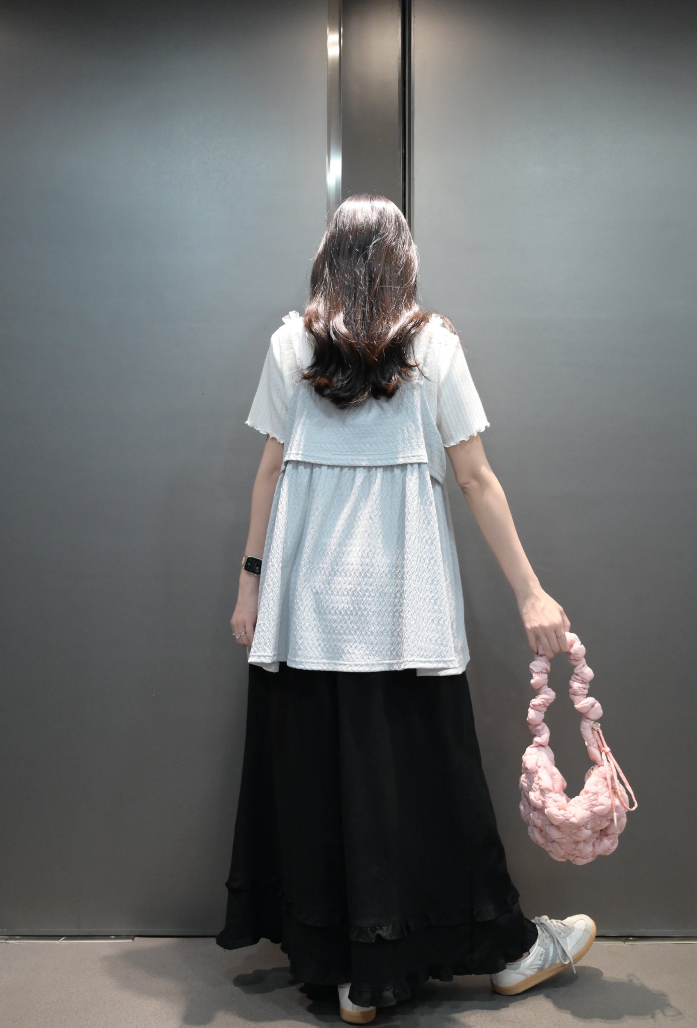 提花圖案絲帶綑邊上衣 3色入 S10302
