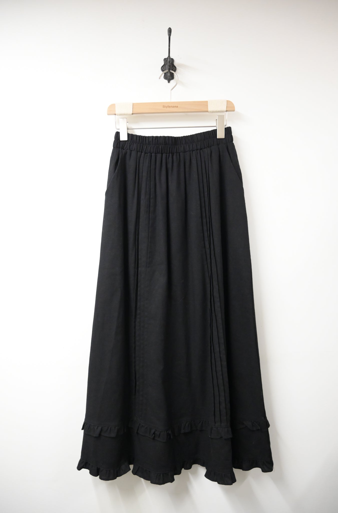 Ruffle邊透爽棉麻半身裙 3色入 S10405