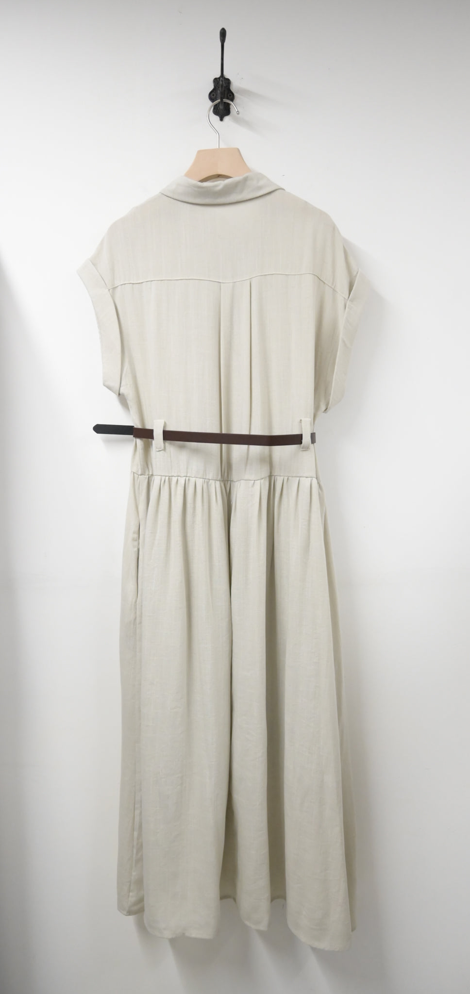 夏季.棉麻連身裙連belt 2色入 1S60529
