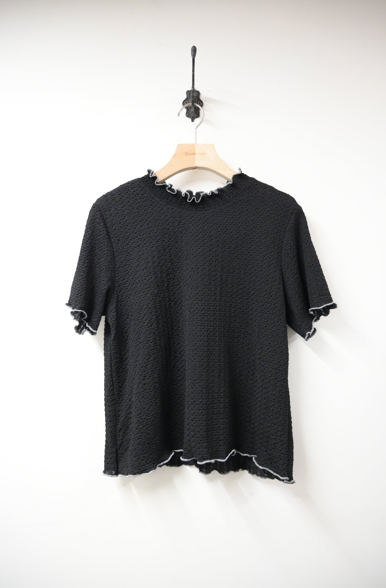 撞色邊爽滑ruffle領上衣 3色入 S10408