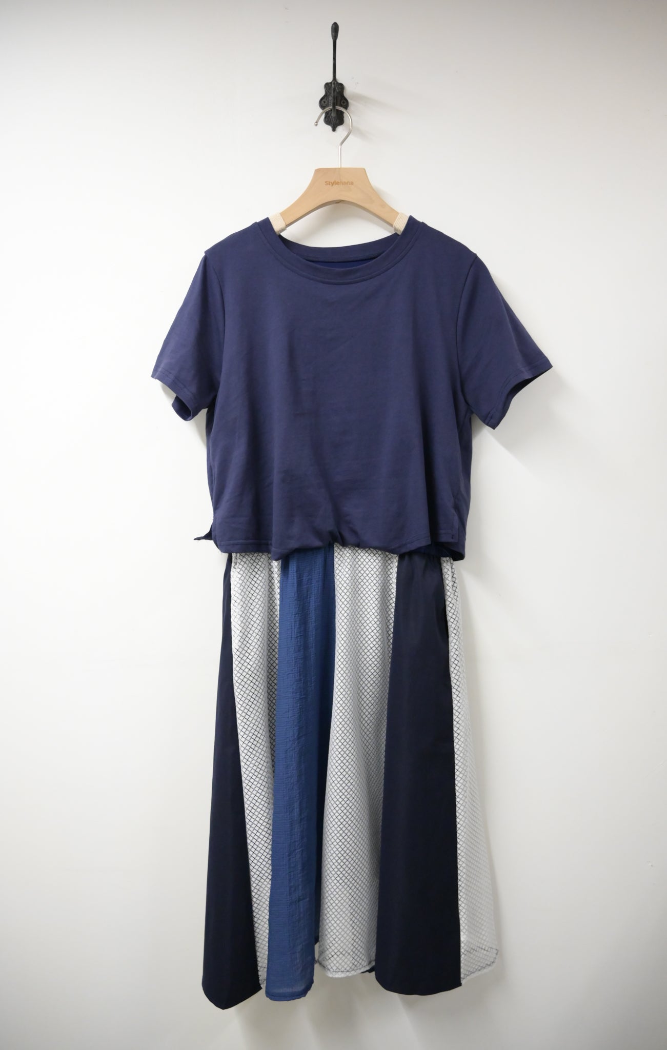 通花拼布假兩件連身裙 2色入 S60413