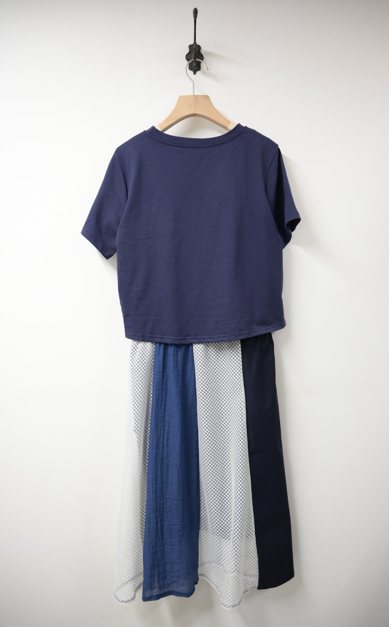 通花拼布假兩件連身裙 2色入 S60413