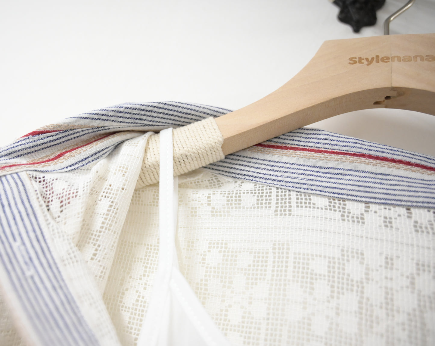 夏季・通花拼免熨棉麻料連身裙 2色入 1S20322