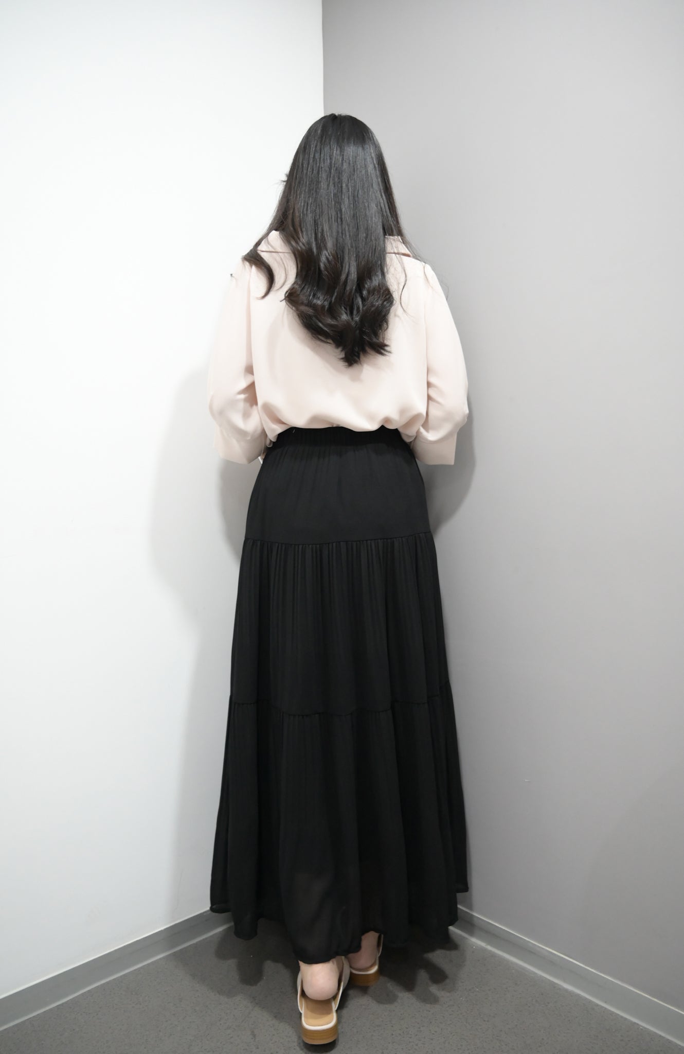 百褶雪紡半身裙 3色入 S60530