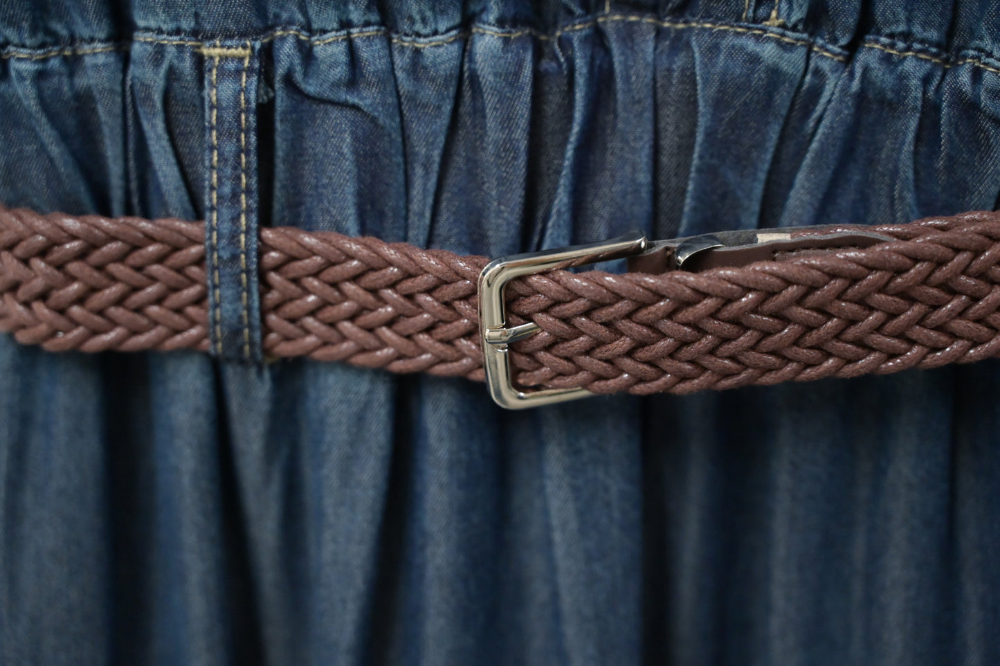 親膚軟熟牛仔連身裙連Belt 2色入S60632