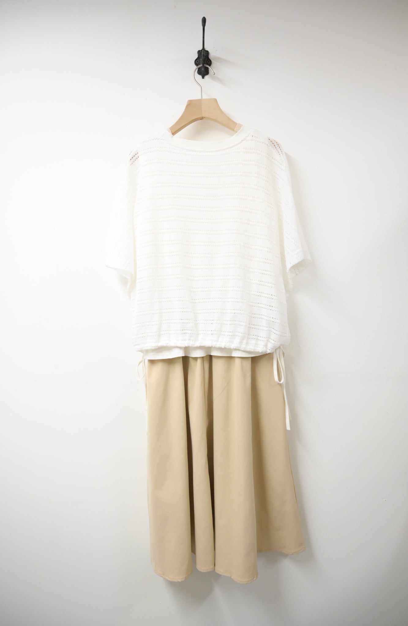 假兩件通花綁邊連身裙 2色入 S60638