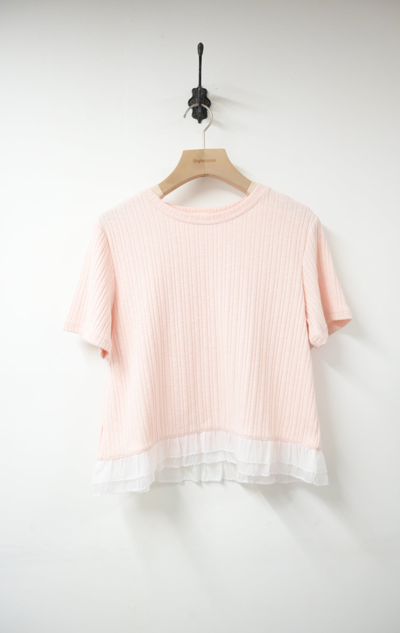 Ruffle邊坑紋超彈Tee 4色入 S50721