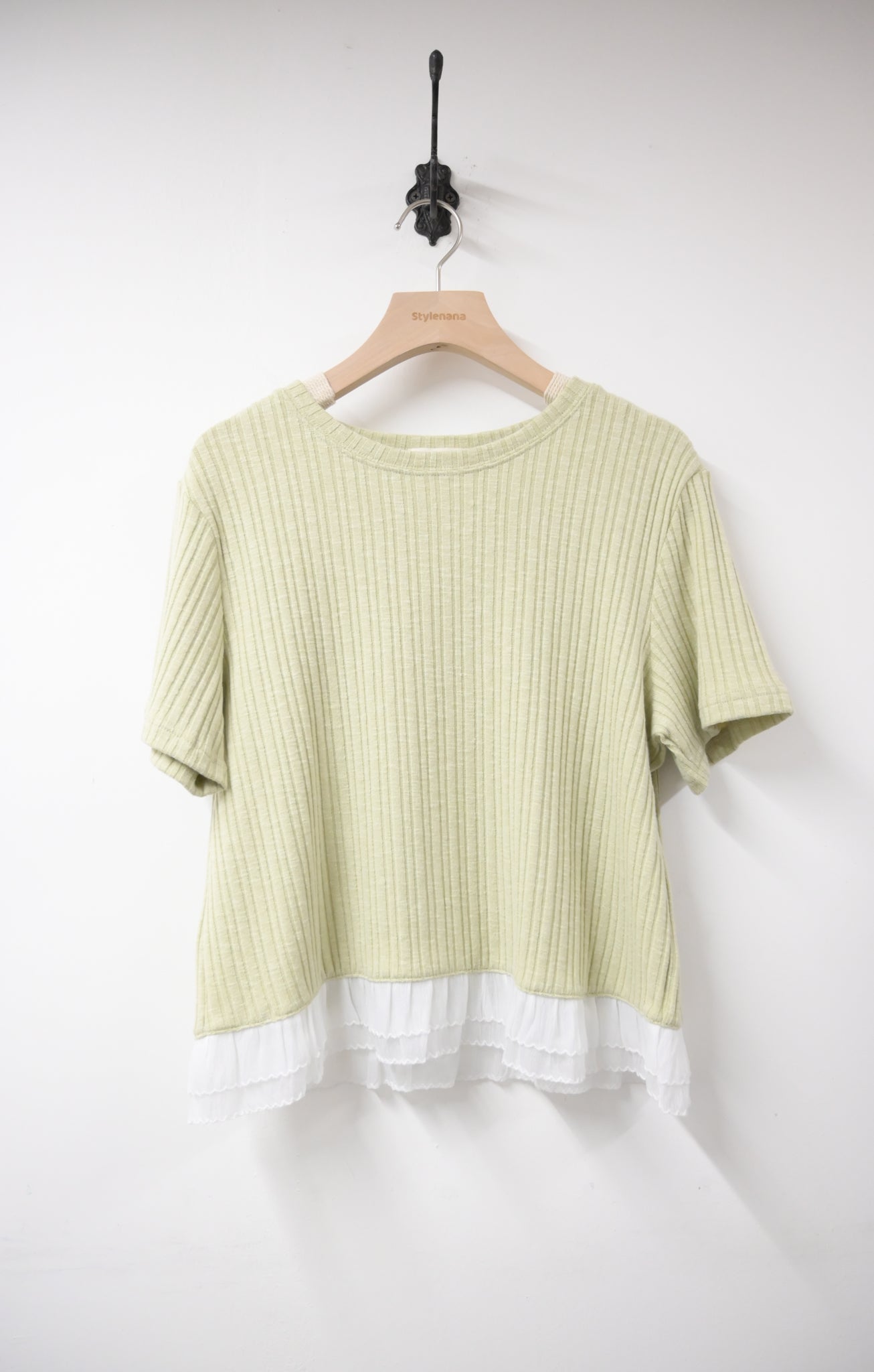 Ruffle邊坑紋超彈Tee 4色入 S50721
