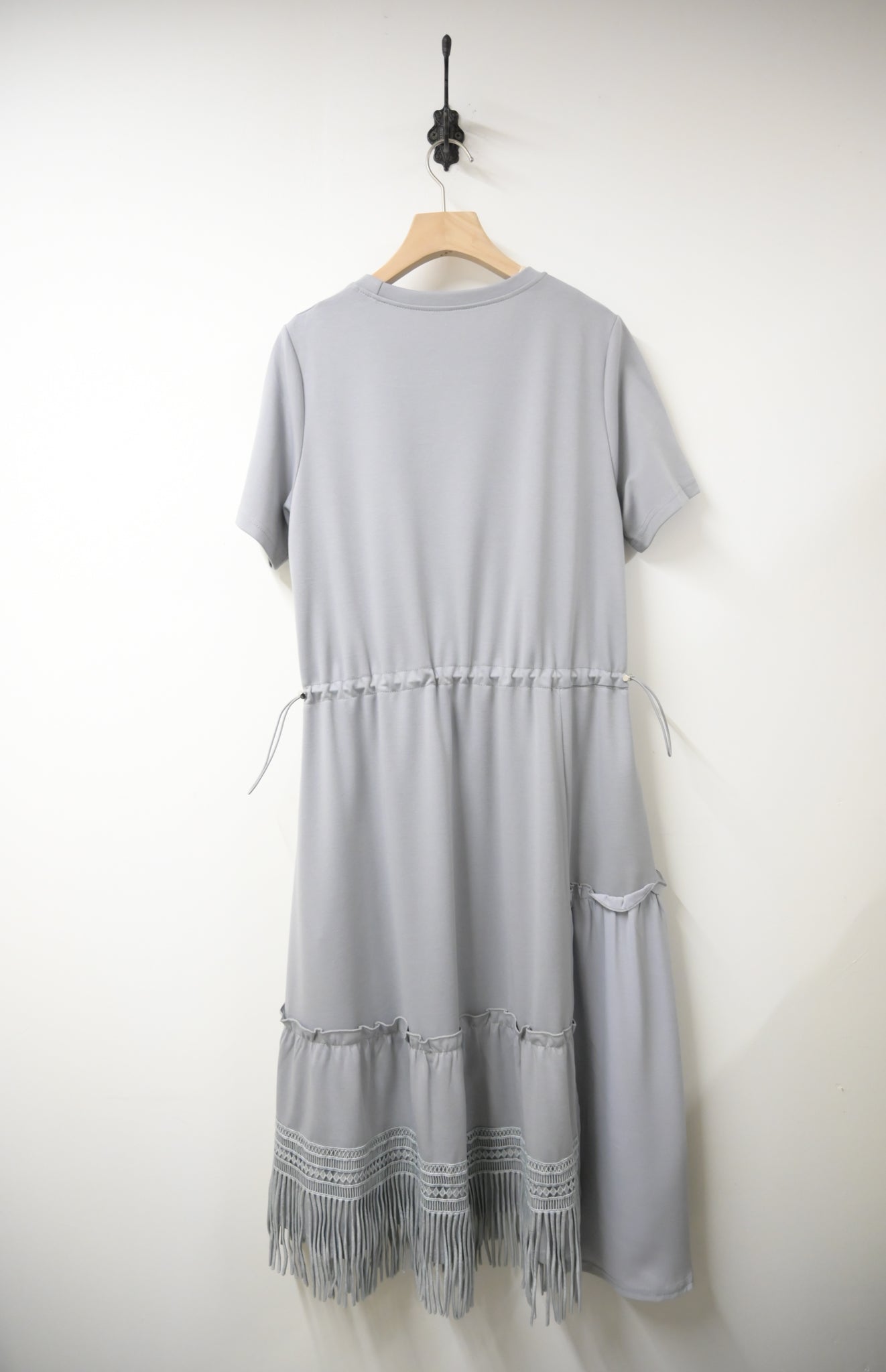 流蘇邊束腰連身裙 3色入S60209