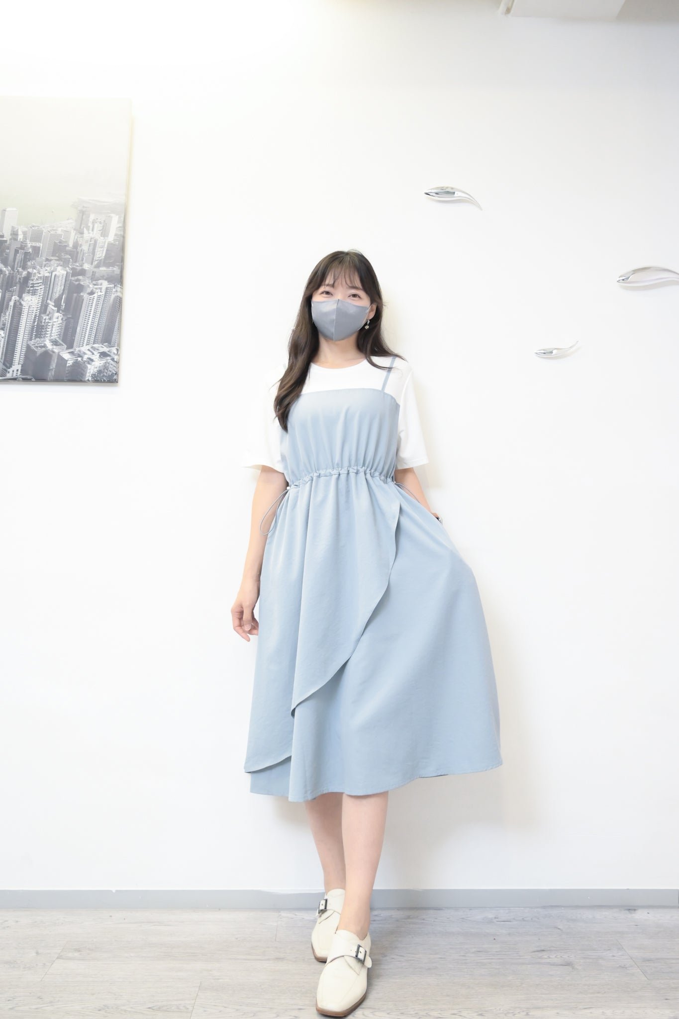 揭頁彈性修腰連身裙 2色入 S60817