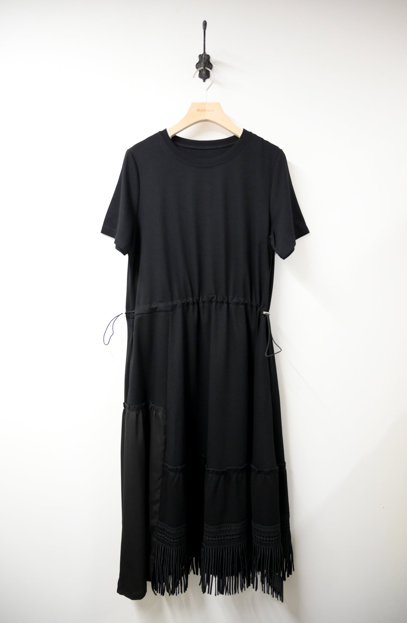 流蘇邊束腰連身裙 3色入S60209
