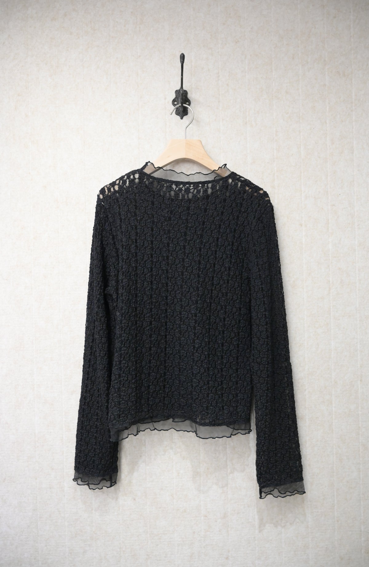 初秋・透視邊蕾絲薄長袖 2色入 2W11023