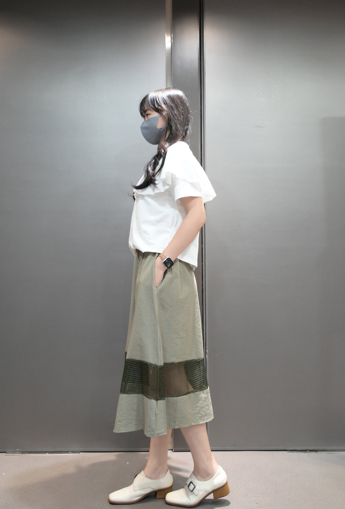 Ruffles披肩拼接透視裙邊連身裙 2色入 S60824