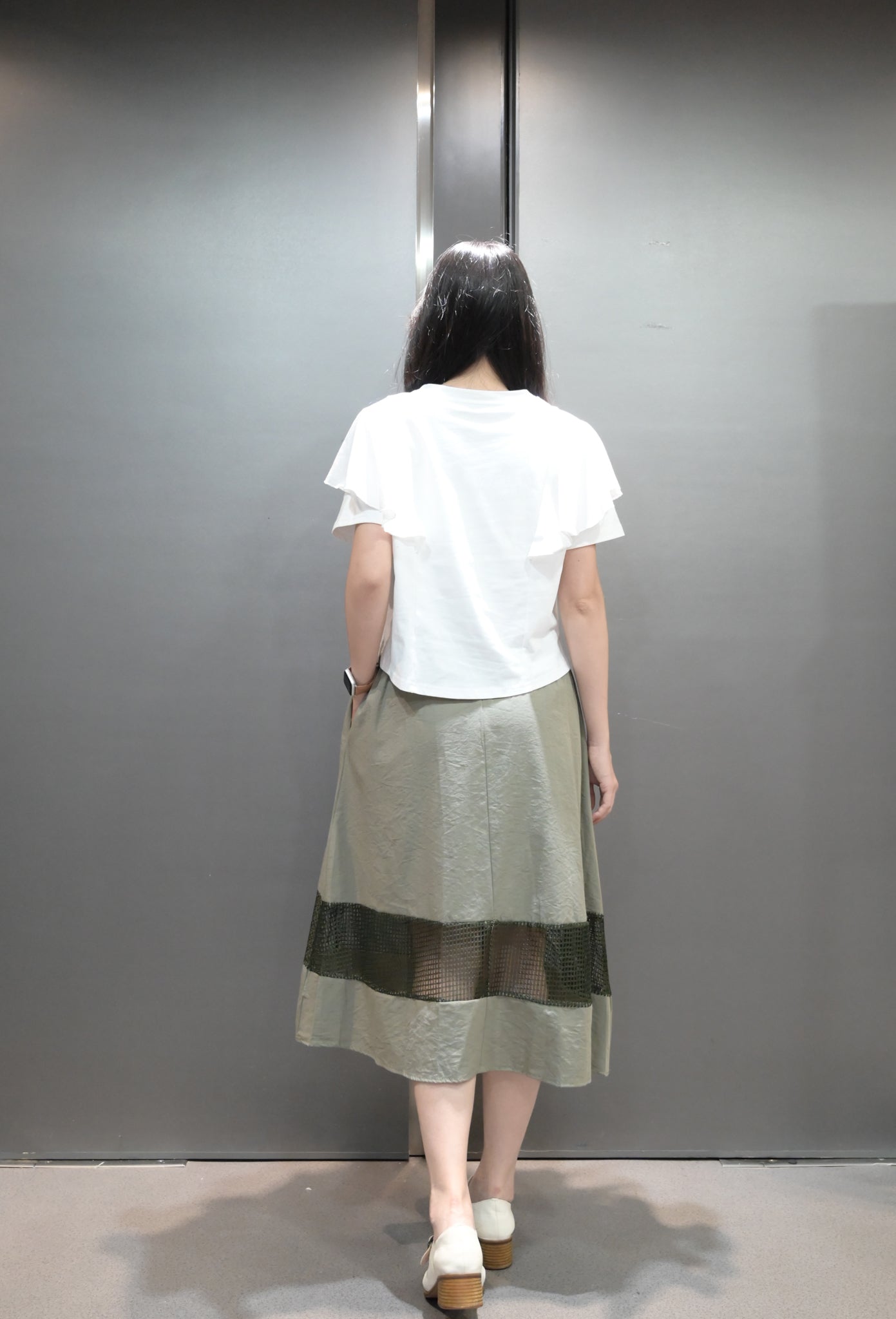 Ruffles披肩拼接透視裙邊連身裙 2色入 S60824