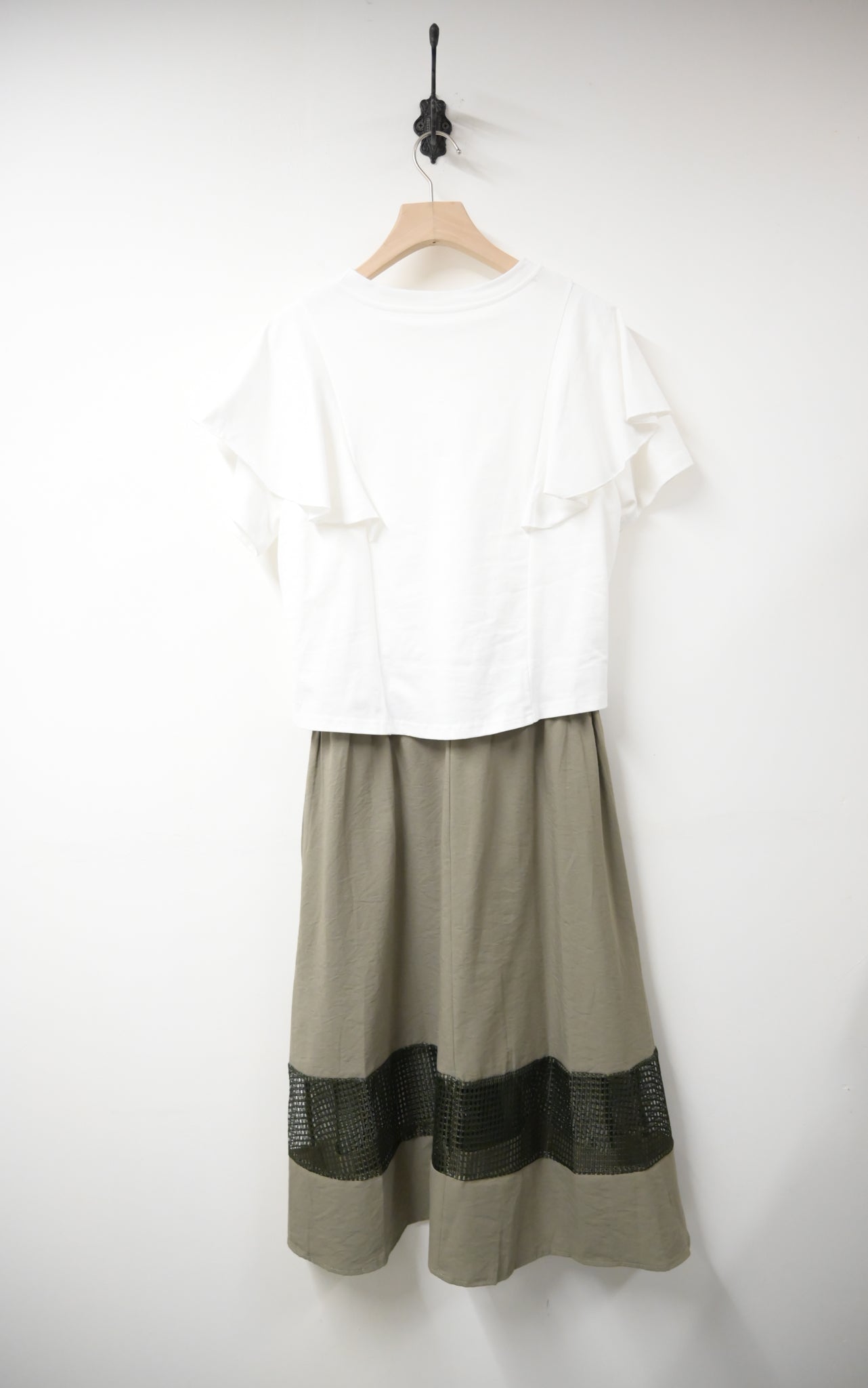 Ruffles披肩拼接透視裙邊連身裙 2色入 S60824