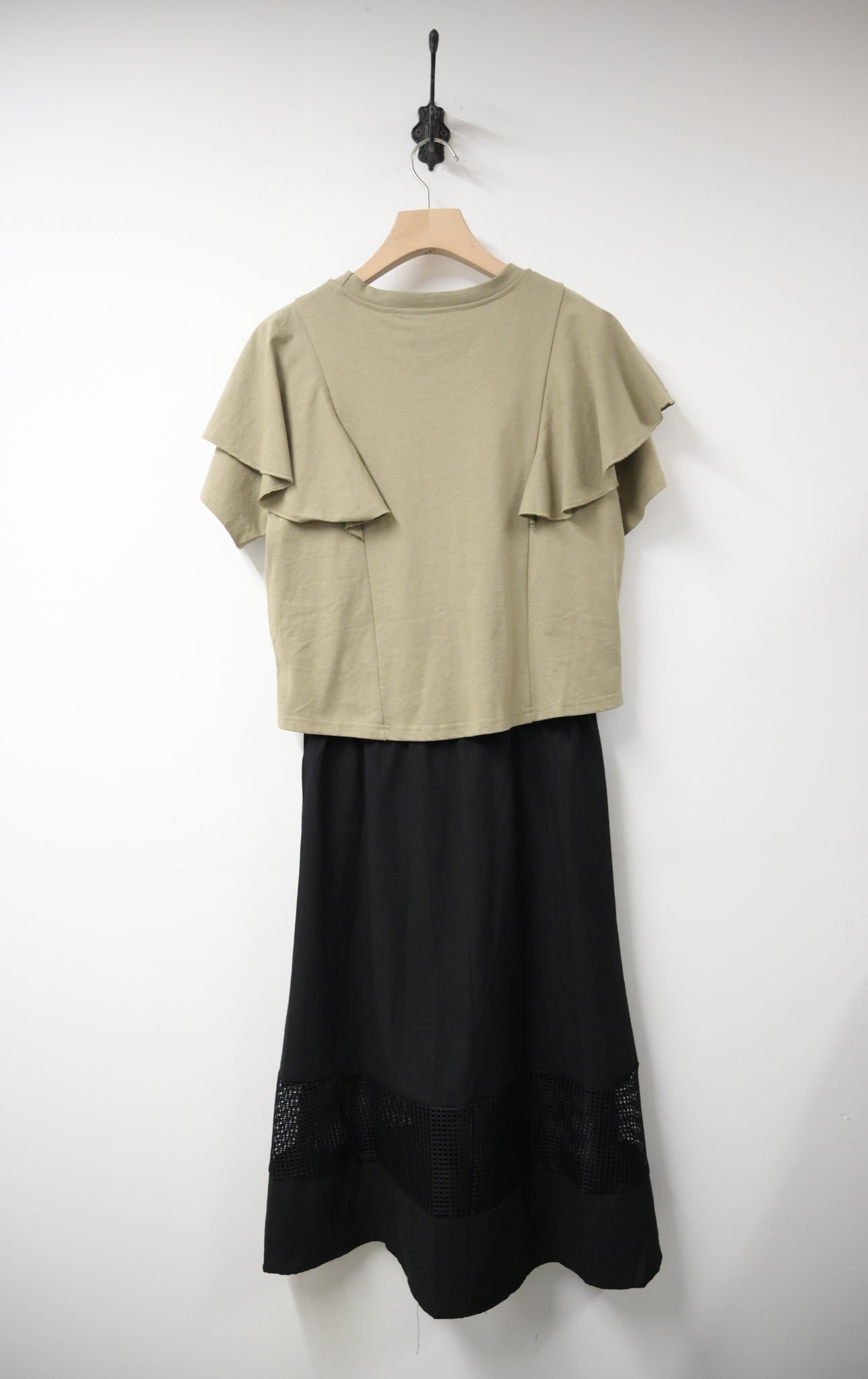 Ruffles披肩拼接透視裙邊連身裙 2色入 S60824