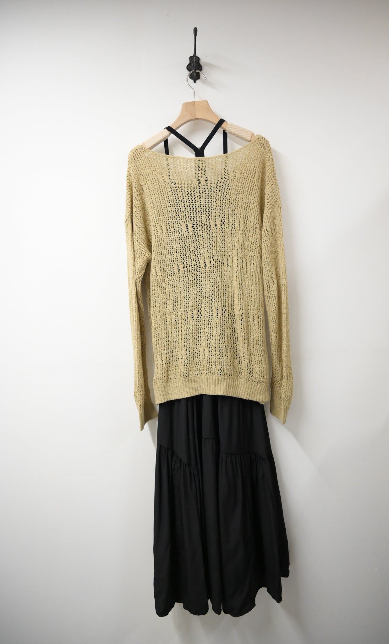 初秋・Y字肩蛋糕長裙配柔軟線衫SET 2色入 1W60912