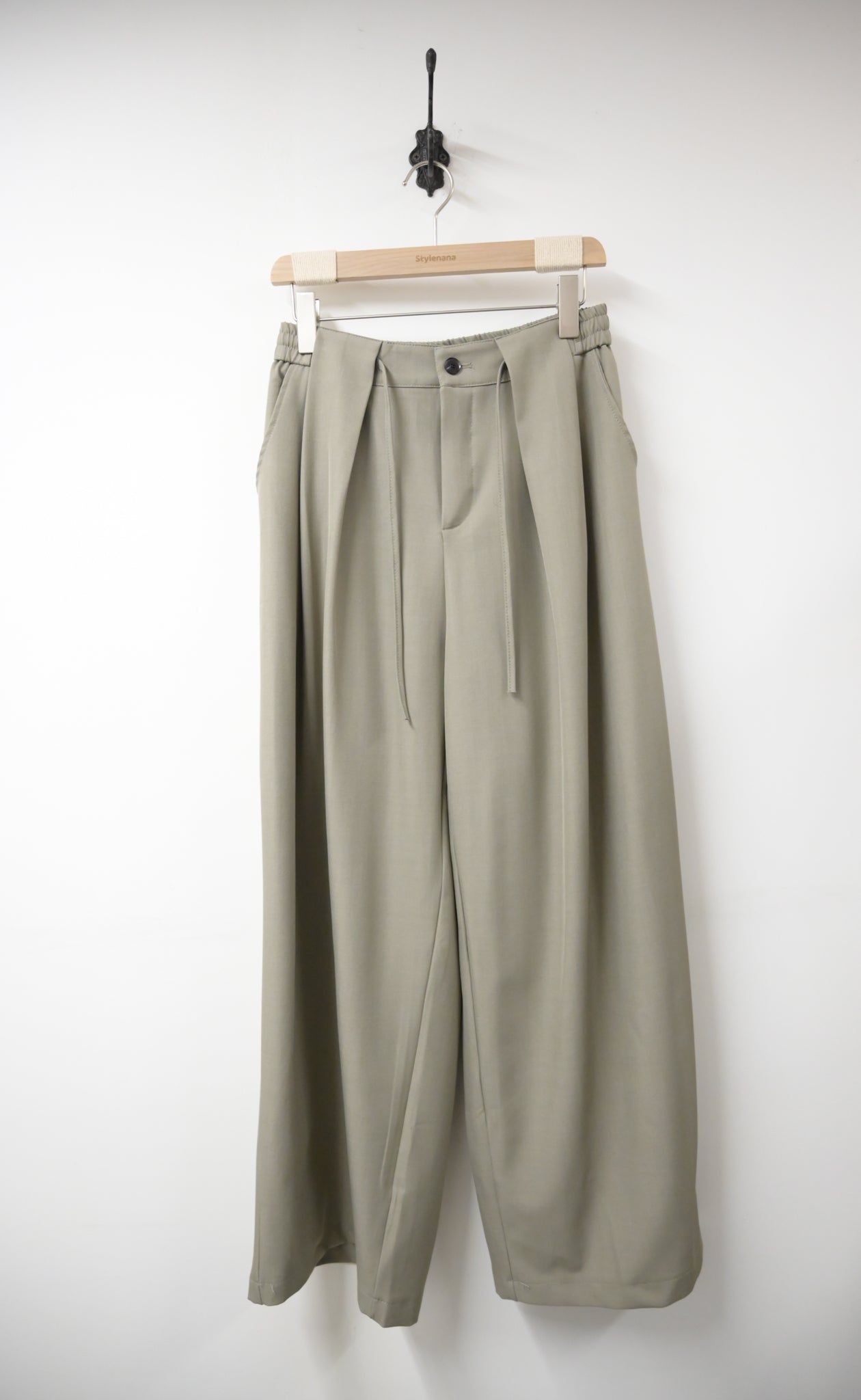 初秋・滑滑綁帶半橡筋落地西褲 2色入 1W61105