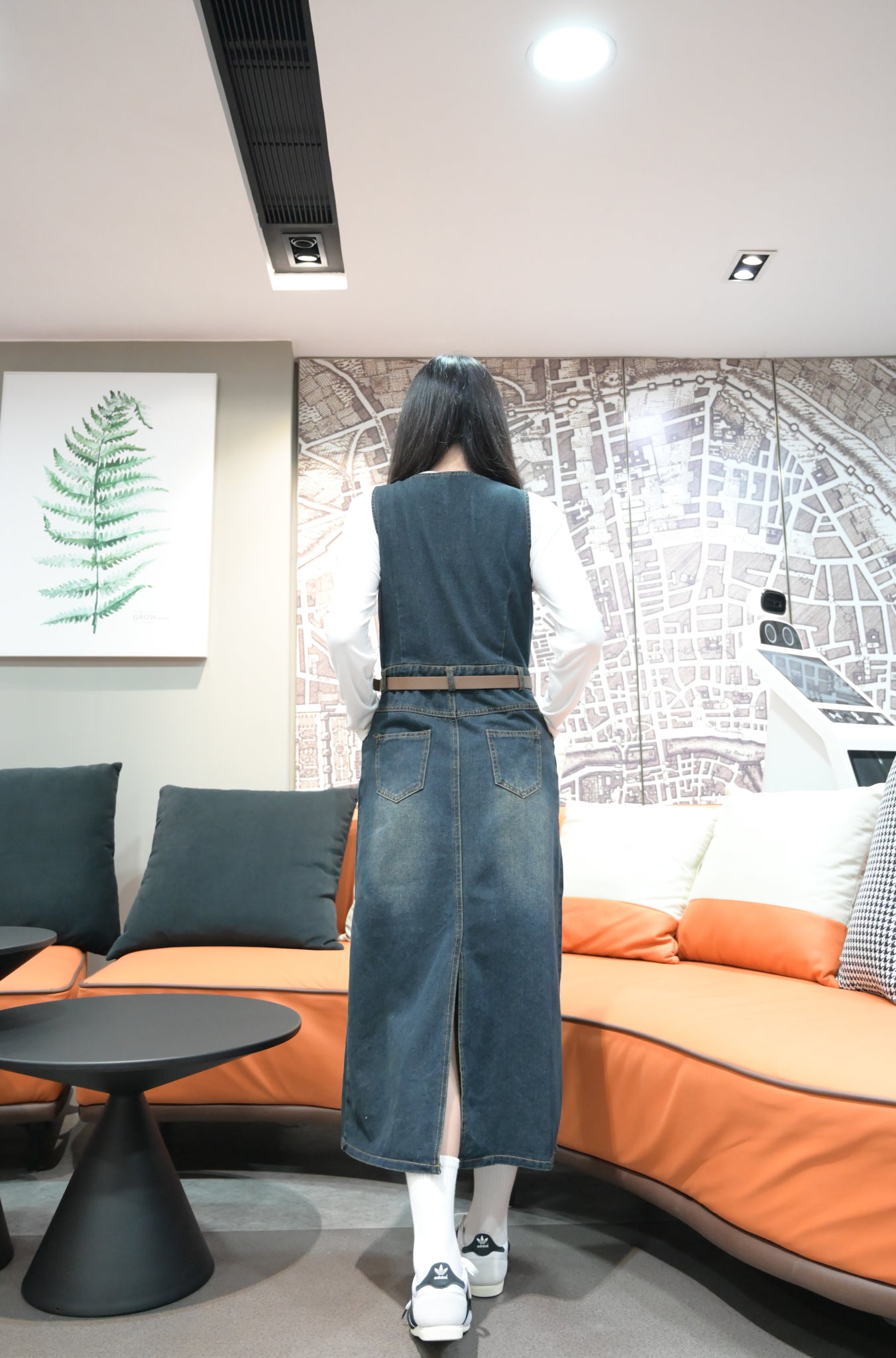 洗水牛仔背心裙連BELT及素色TEE 3件SET 2色入 W3112606