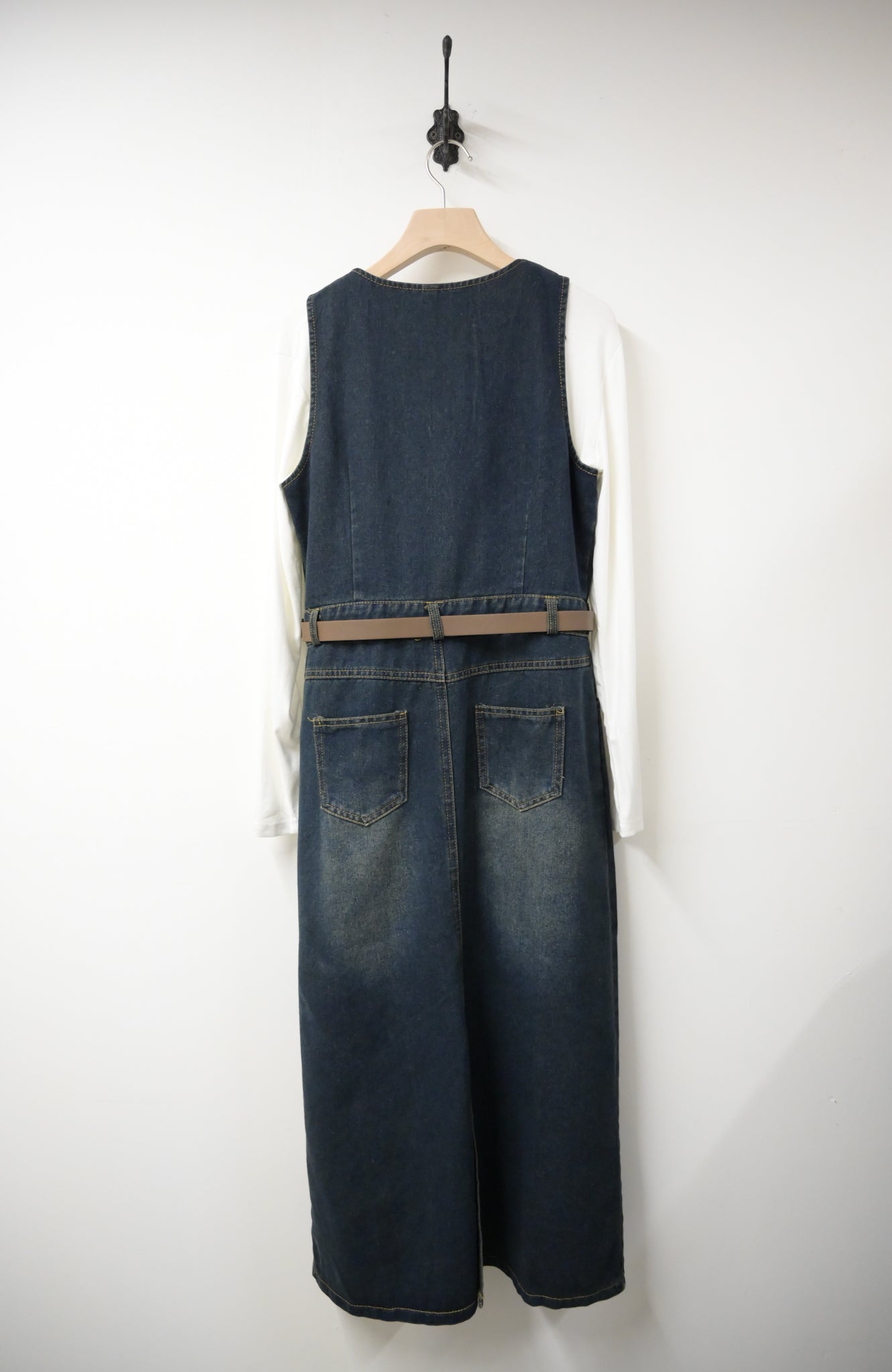 洗水牛仔背心裙連BELT及素色TEE 3件SET 2色入 W3112606