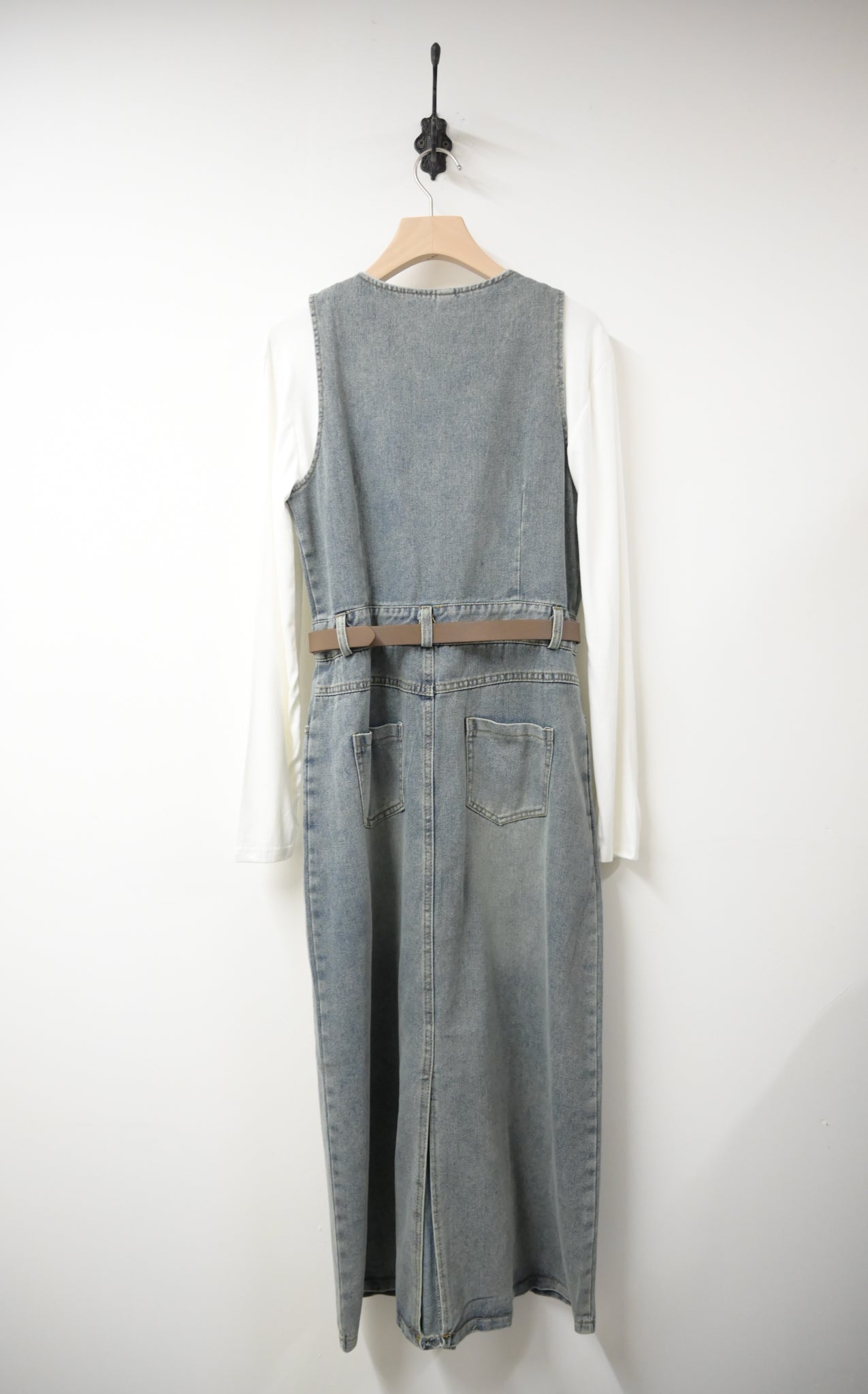 洗水牛仔背心裙連BELT及素色TEE 3件SET 2色入 W3112606