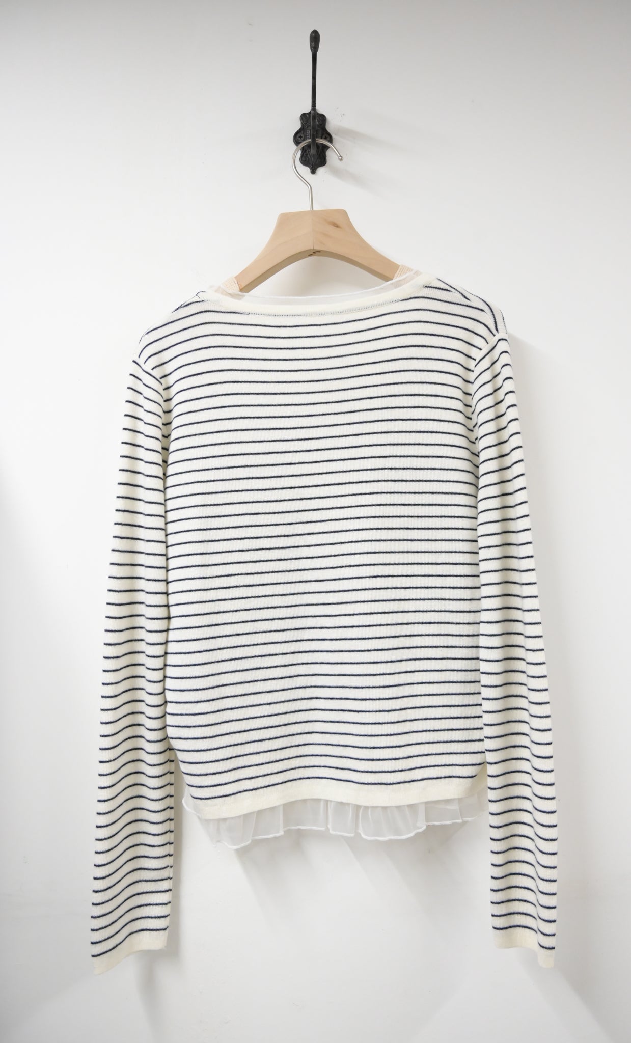 秋冬・透視邊邊橫間針織上衣 2色入 1W60117