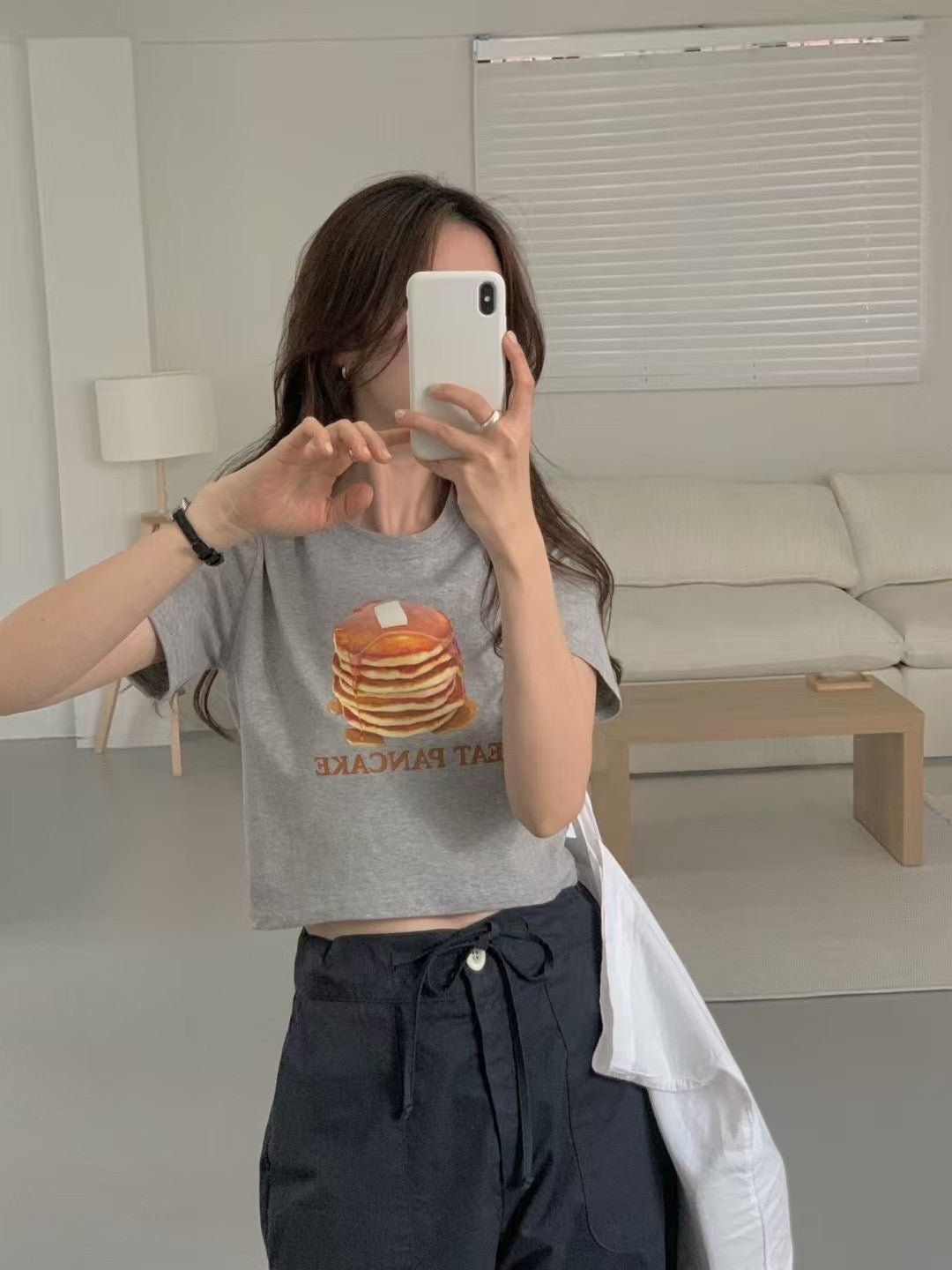 KR直送 Pancake Print Cropped Tee 3色入 S90618