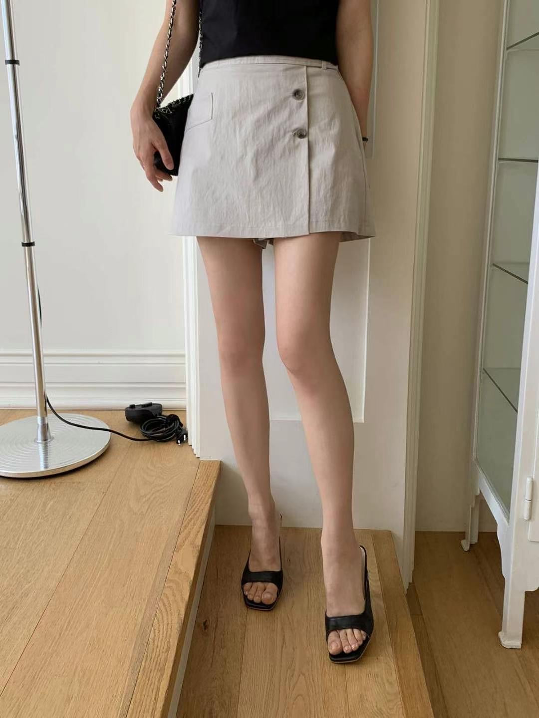 KR直送 側扣棉質假裙褲 2色入 S90620