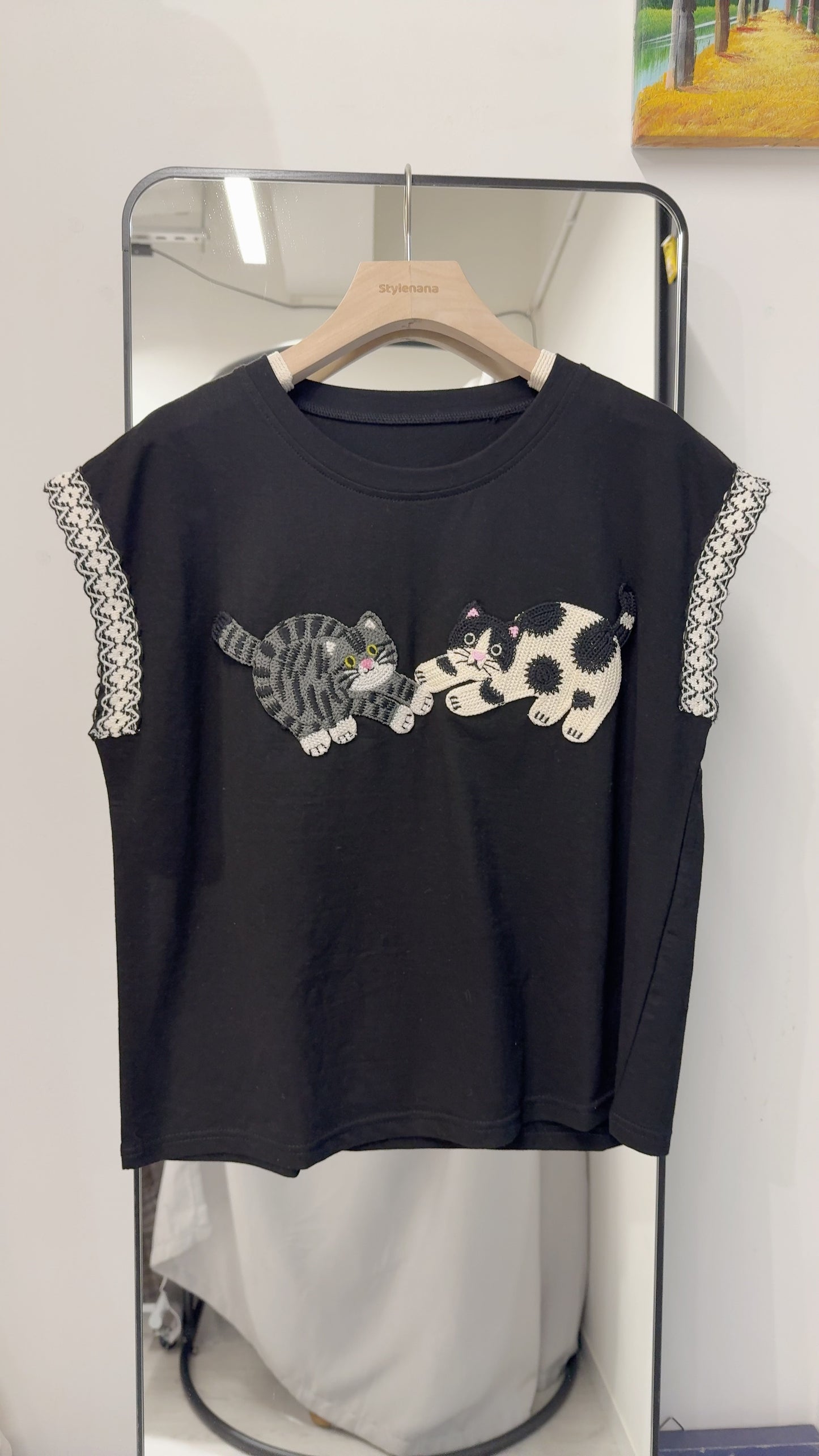 夏季・刺繡貓貓Tee 2色入 1S20318