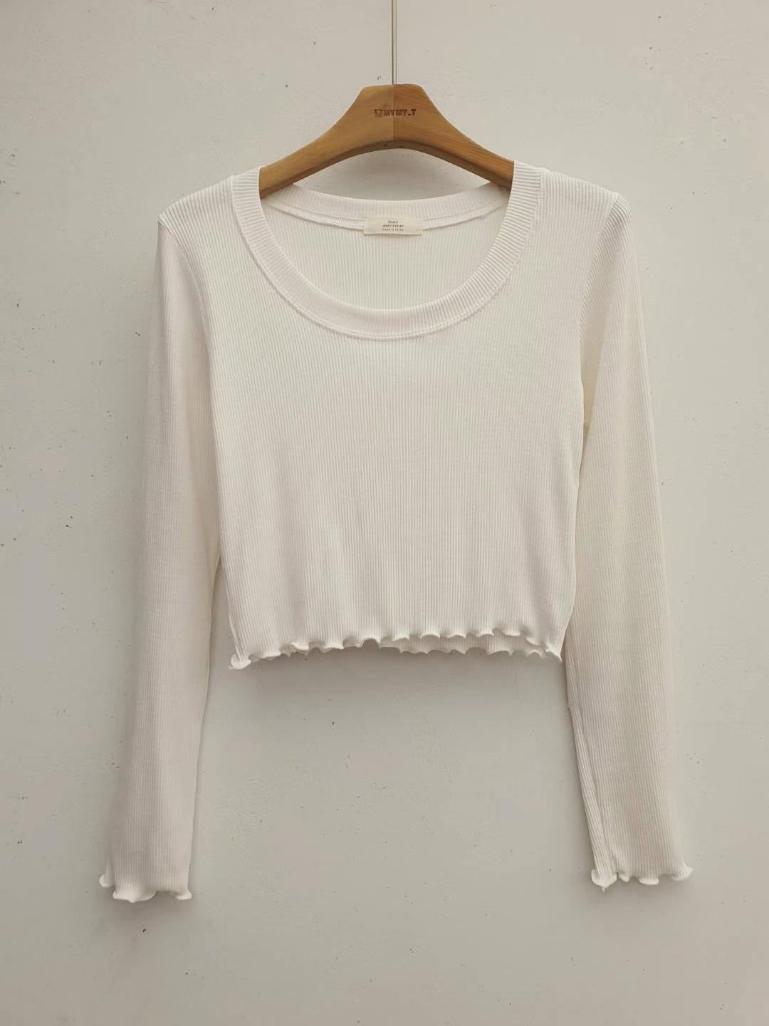 KR直送 百搭彈性cropped top KR100702