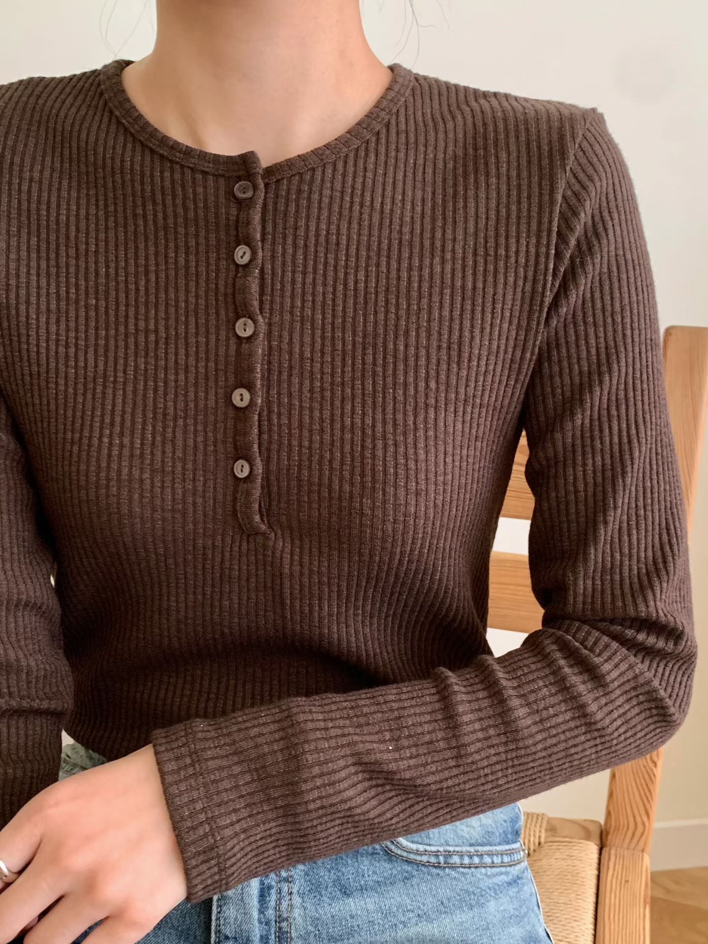 KR直送 亨利領坑紋上衣 4色入 1W91149