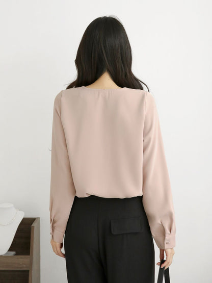 KR直送．扭紋雪紡上衣 2色入 1W91113