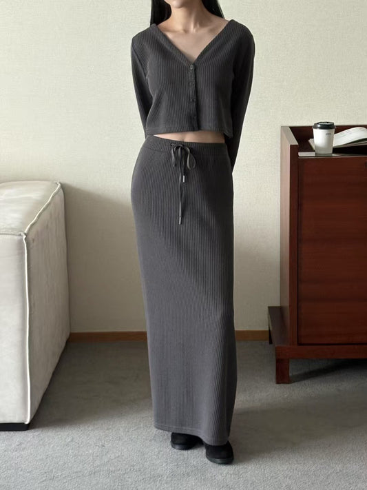 KR直送 Cropped 外套配半身裙SET 2色入 1W90920