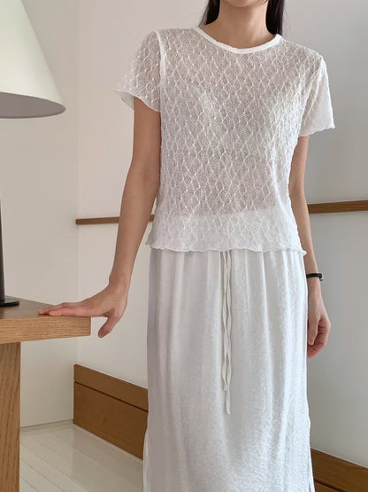 KR直送 透視彈性lace top 2色入 S90418