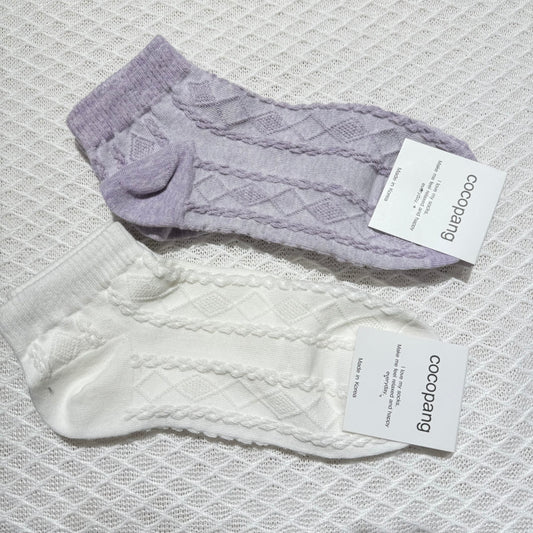 KR直送 麻花短襪 2色入