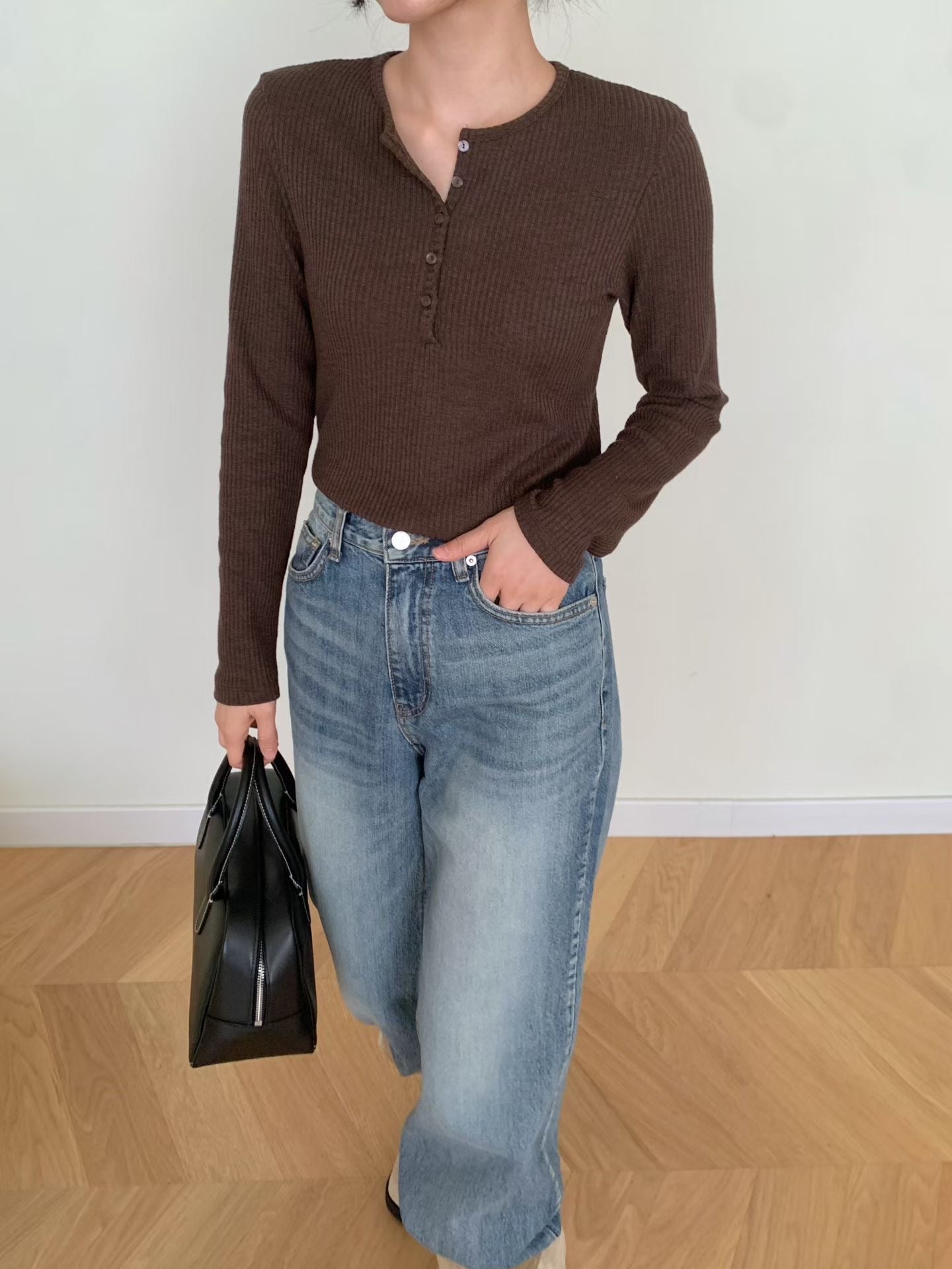 KR直送 亨利領坑紋上衣 4色入 1W91149