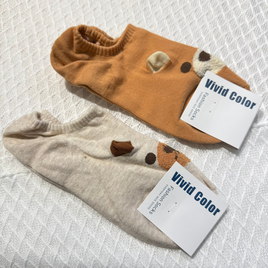 KR直送 熊仔🐻立體船襪 2色入