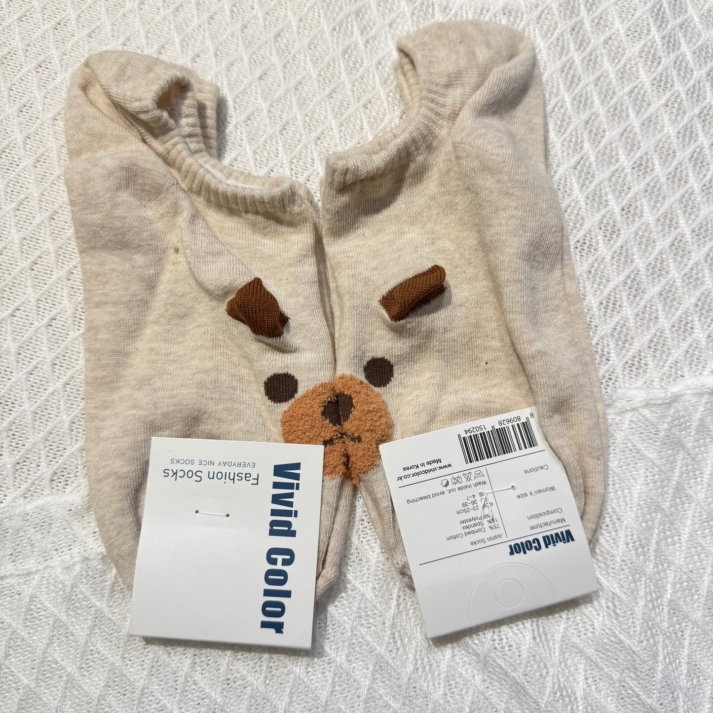 KR直送 熊仔🐻立體船襪 2色入