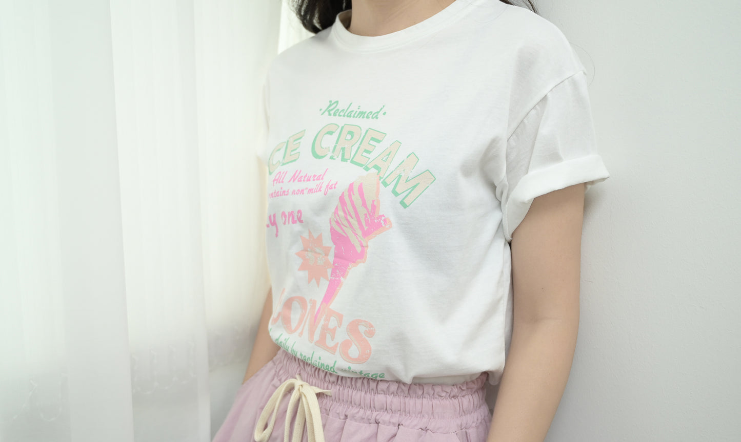 KR直送 夏日Ice-cream Print Tee 兩色入