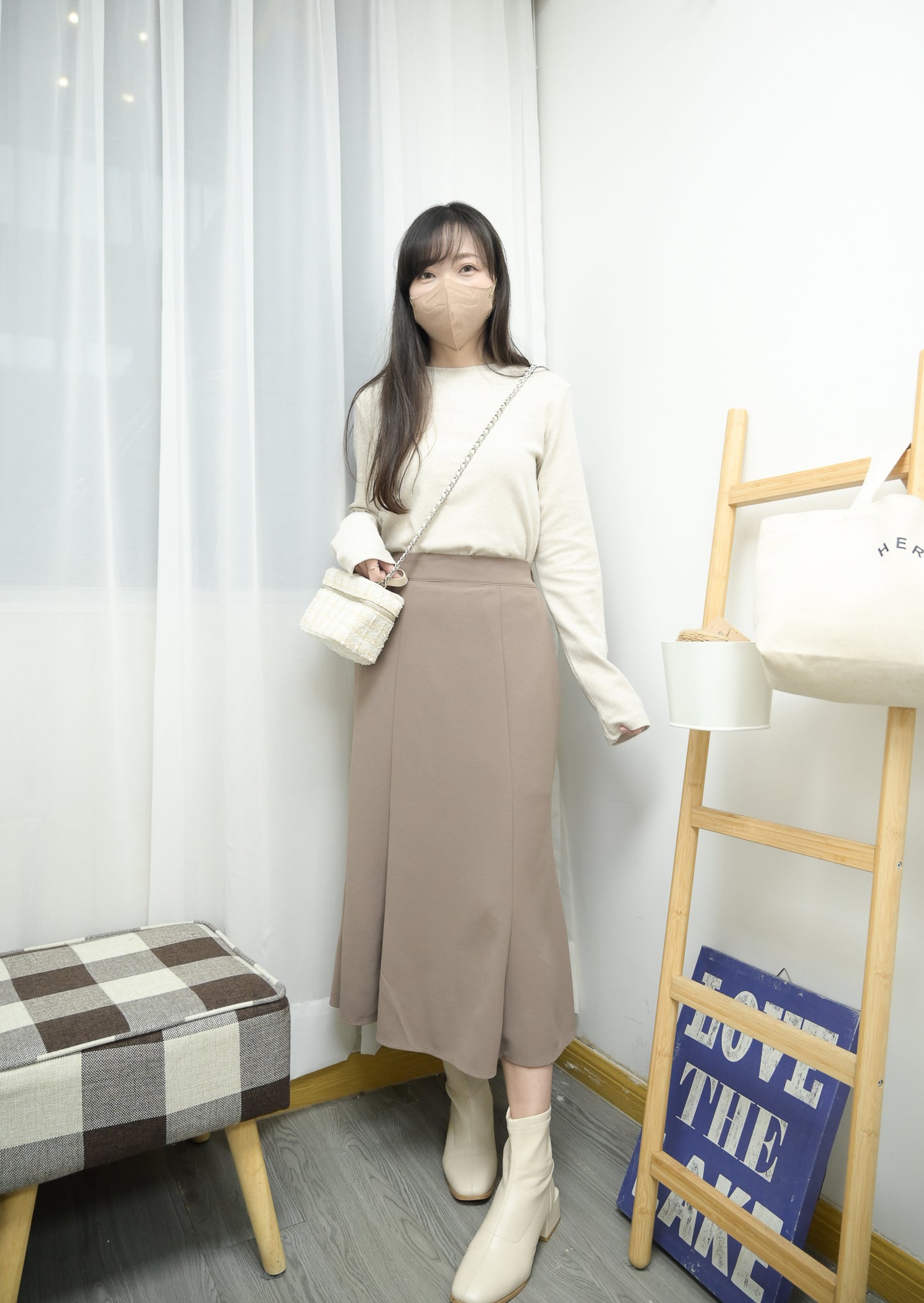 KR直送 厚雪紡魚尾裙 3色入1W90914