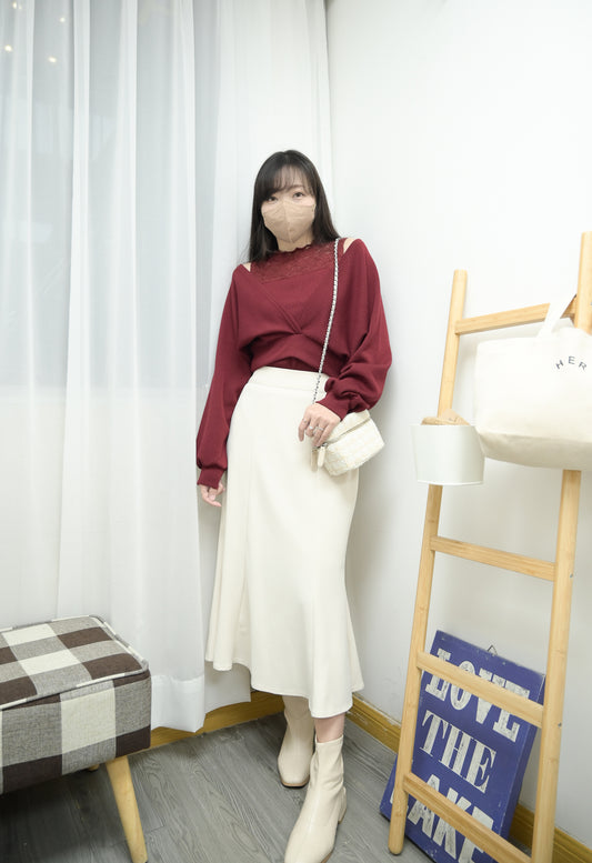 KR直送 厚雪紡魚尾裙 3色入1W90914