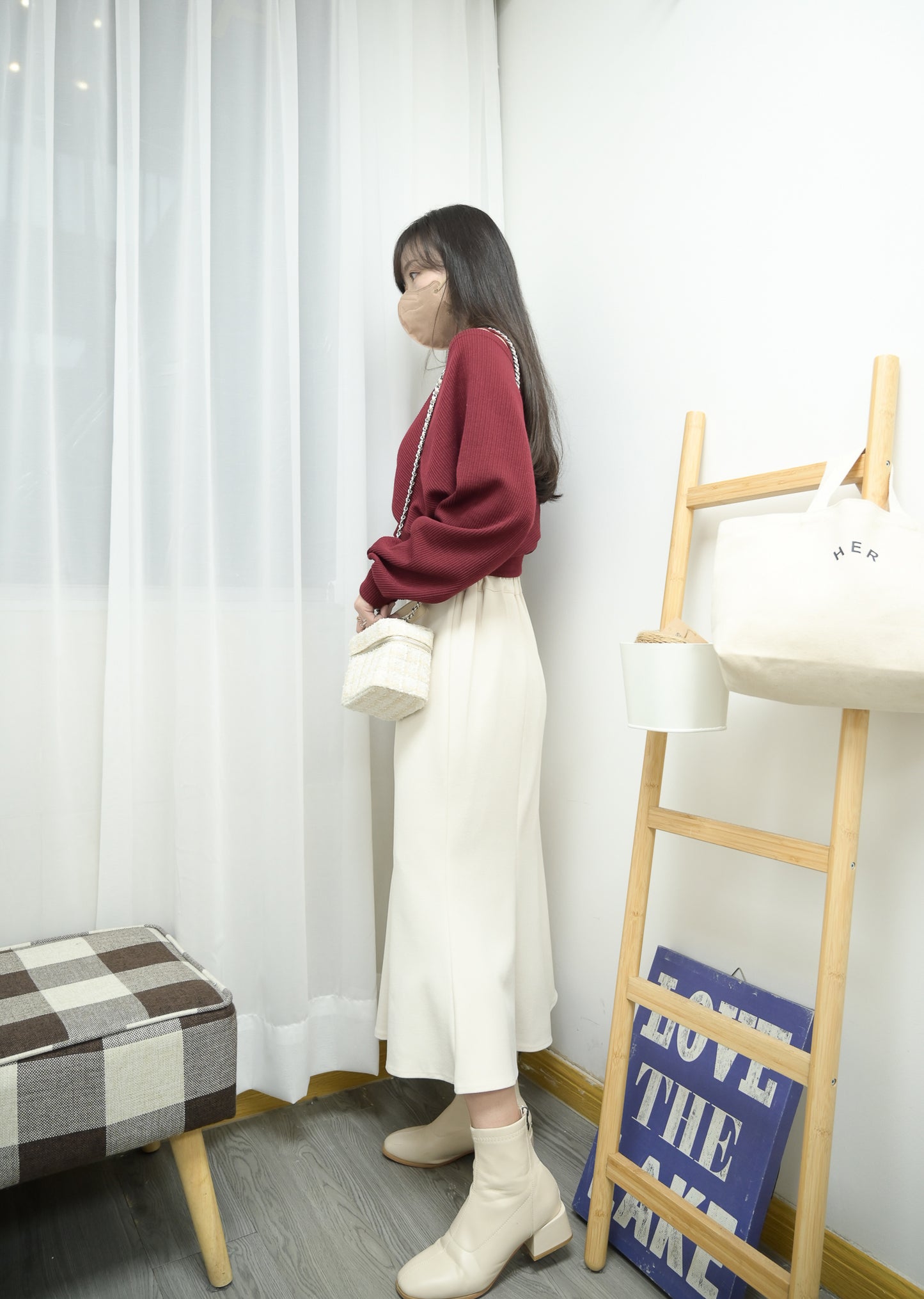 KR直送 厚雪紡魚尾裙 3色入1W90914