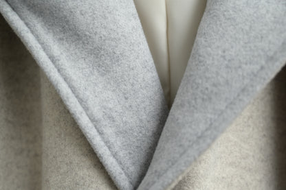 撞色反袖帶帽中長絨褸 1色入 1W61121