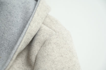 撞色反袖帶帽中長絨褸 1色入 1W61121